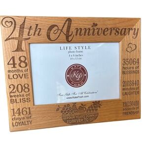 KATE POSH 5th Anniversary Engraved Natural Wood Picture Frame Gifts NEW